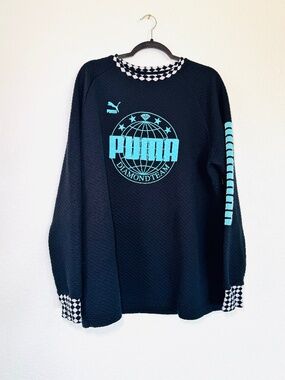 Puma x Diamond Supply Co. Sweatshirt Mens XL Quilted Checkered Logo Streetwear